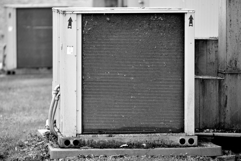 HVAC system in black and white