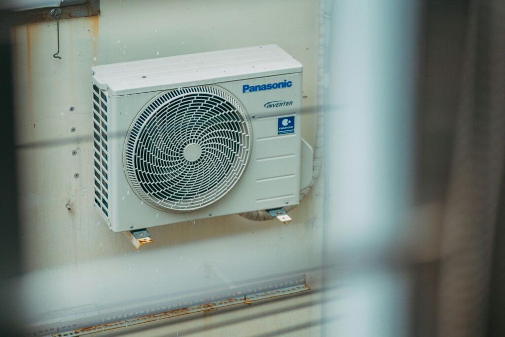 Outdoor AC unit on wall